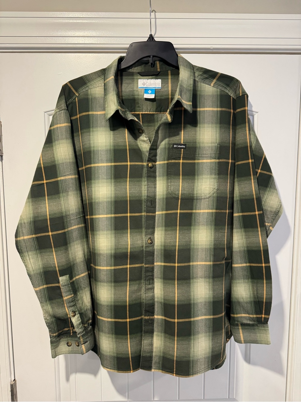Columbia Green and Yellow Plaid Long-Sleeve Button-Down Shirt